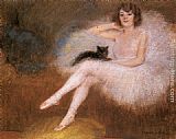 Pierre Carrier-Belleuse Ballerina with a black Cat painting